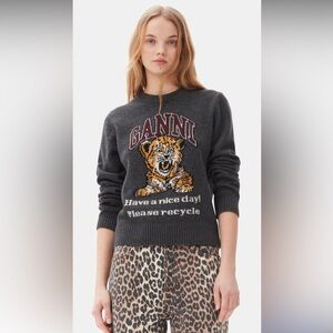 Ganni Crew Neck Tiger Sweater size XS